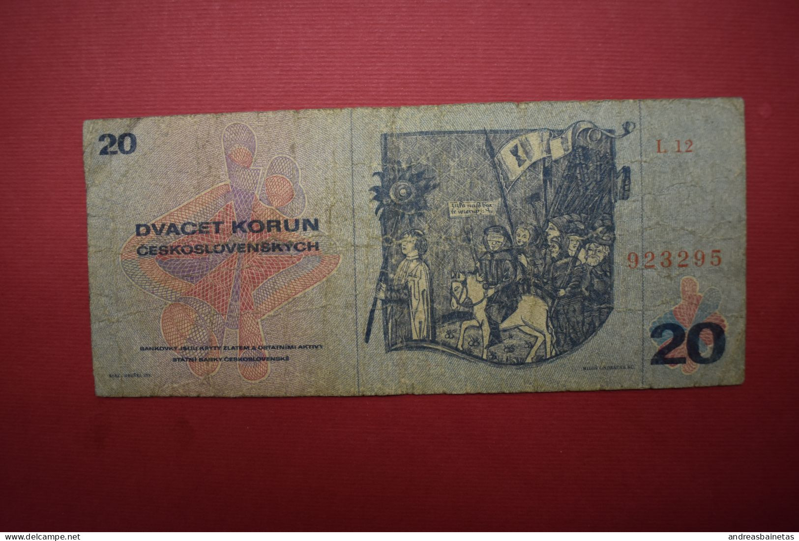 Banknotes  Czechoslovakia 20 Korun 1970 	P# 92 - Checoslovaquia