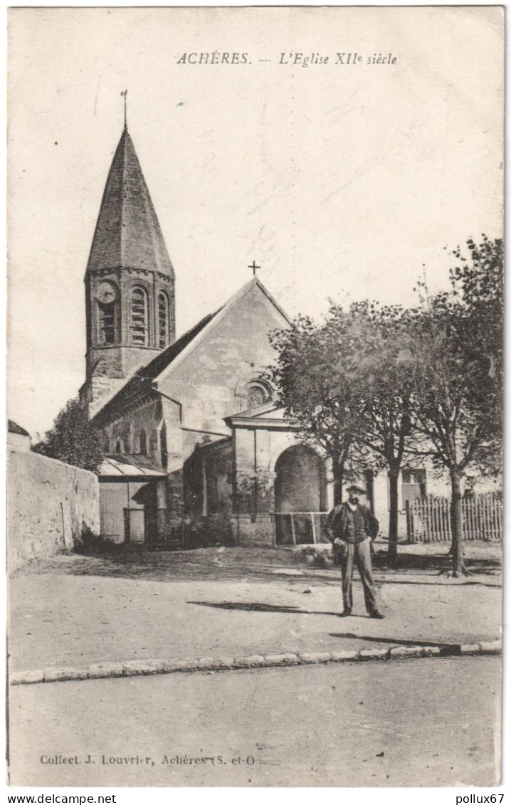 CPA DE ACHÈRES  (YVELINES)  L'ÉGLISE XIIe Siècle - Acheres