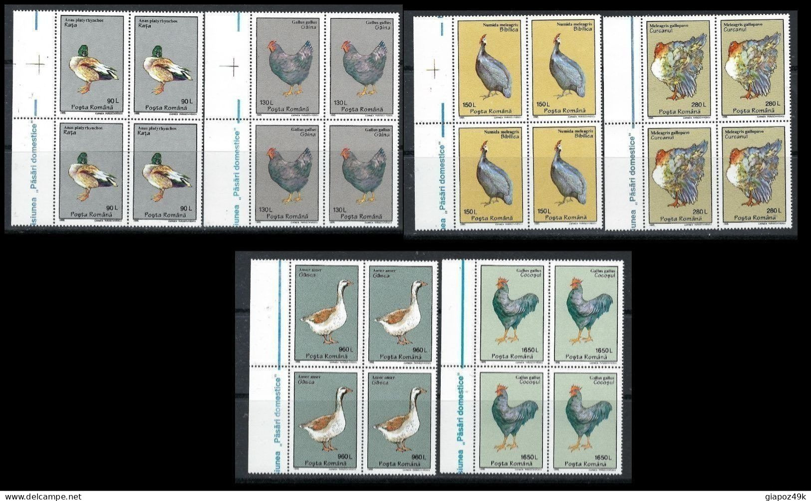 ● ROMANIA 1995 ֍ Fauna : Oca, Gallina, Ecc.֍ N. 4269 / 74 ** ● Quartina ● Serie Completa ● Cat. 20 € ● Lotto N. 260 ● - Unused Stamps