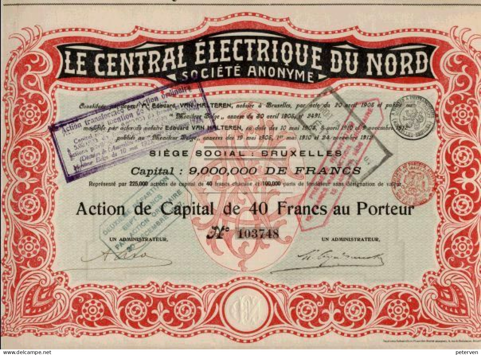 Le CENTRAL ÉLECTRIQUE Du NORD; Action De Capital - Elektrizität & Gas