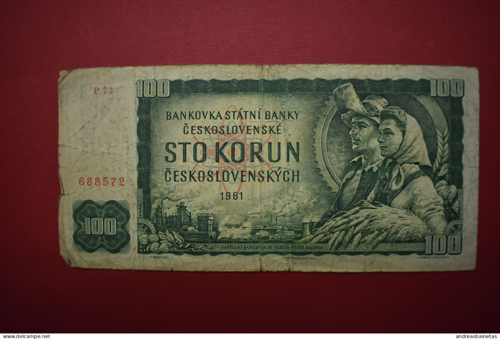 Banknotes  Czechoslovakia 100 Korun 1961 	P# 91 - Tschechoslowakei