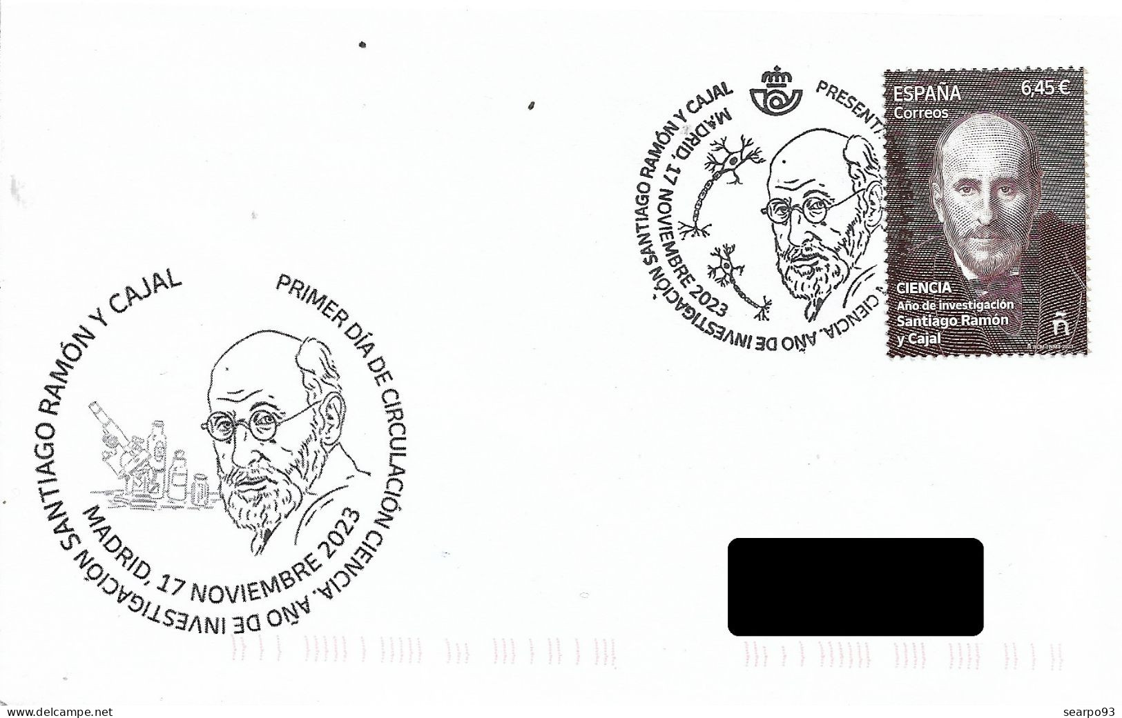 SPAIN. POSTMARK. SANTIAGO RAMON Y CAJAL. NOBEL PRIZE. 2023 - Otros & Sin Clasificación