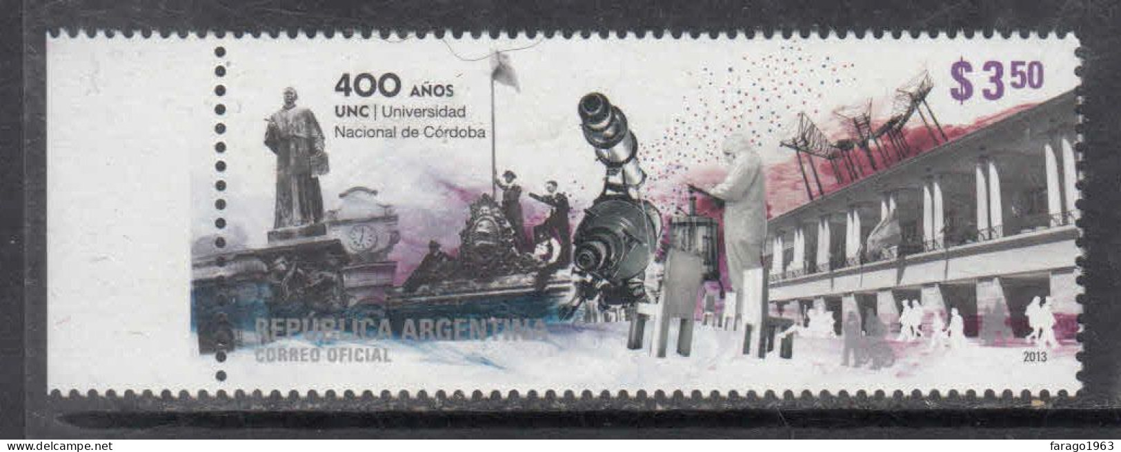 2013 Argentina University Cordoba Science Astronomy SILVER Complete Set Of 1 MNH - Unused Stamps