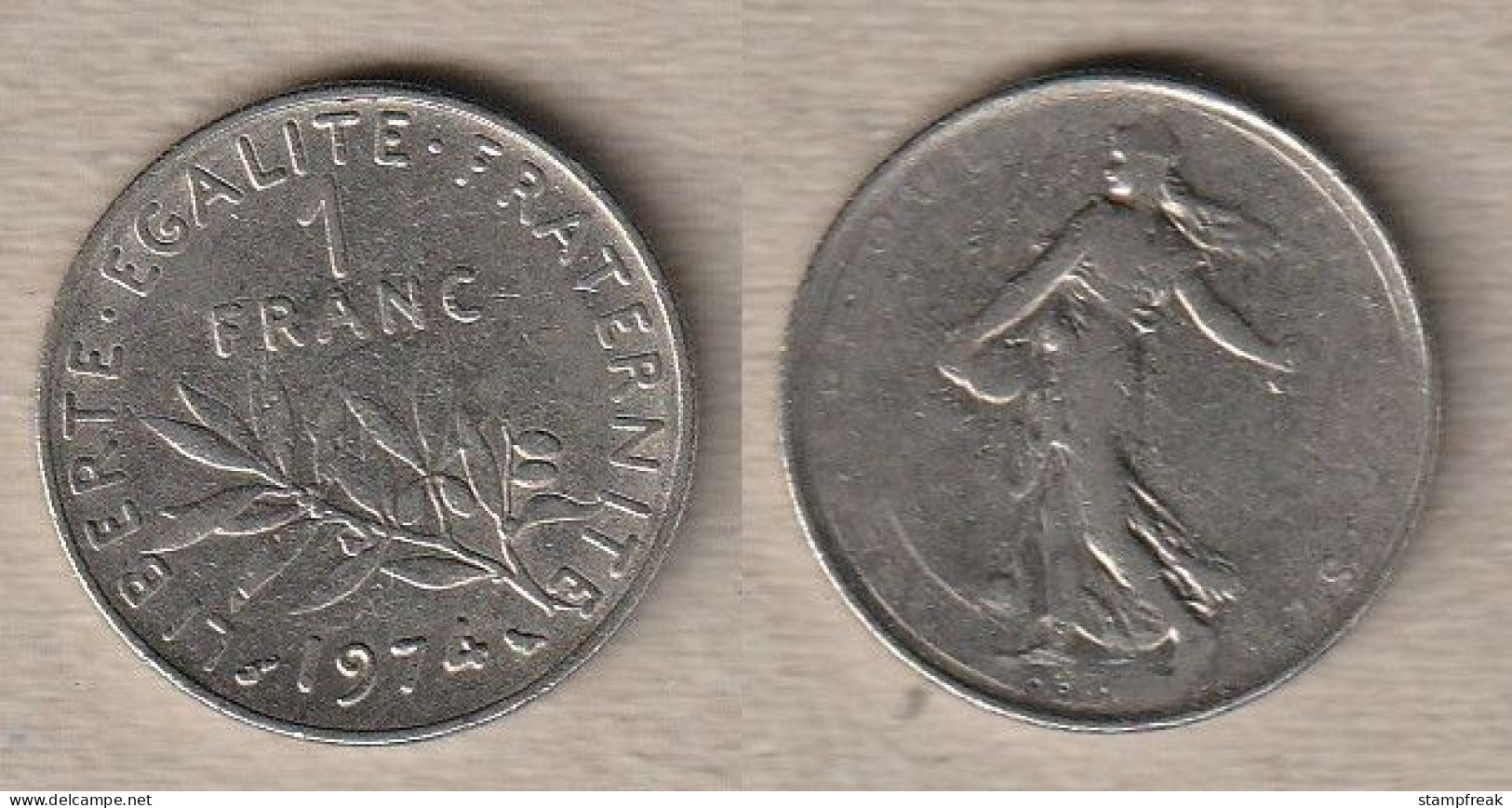 02366) Frankreich, 1 Franc 1974 --- Fehlprägung --- - Errors & Oddities