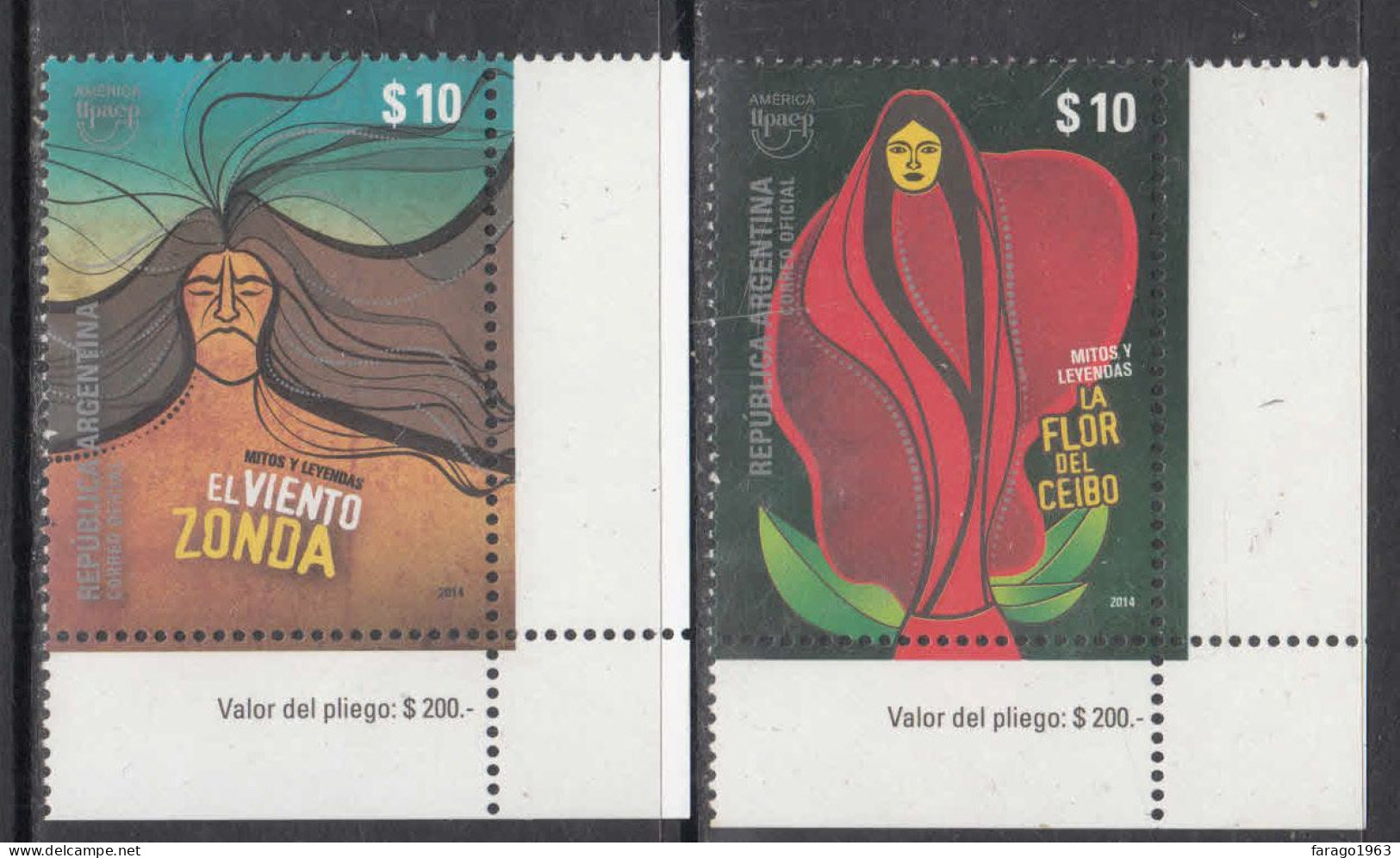 2014 Argentina Upaep Myths Legends Folklore Complete Set Of 2 MNH - Unused Stamps