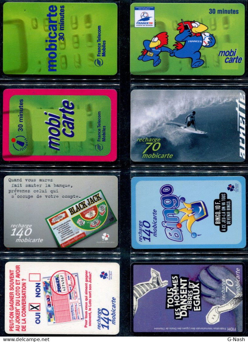 MOBICARTES - Lot De 8 Cartes Différentes - Cellphone Cards (refills)