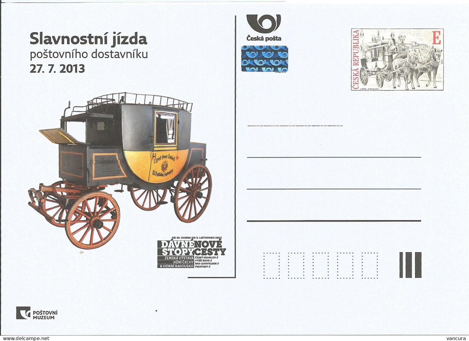 CDV PM 94 Czech R. Post Coach Ride From Vyssi Brod To Leonfelden 2013 - Postkoetsen