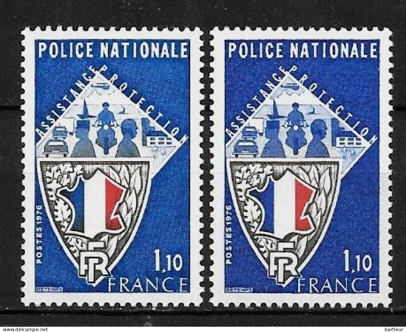 Année 1976 : Y. & T. N° 1907 ** Bleu Clair Et Bleu Plus Fonçé Exemplaire 2 - Unused Stamps