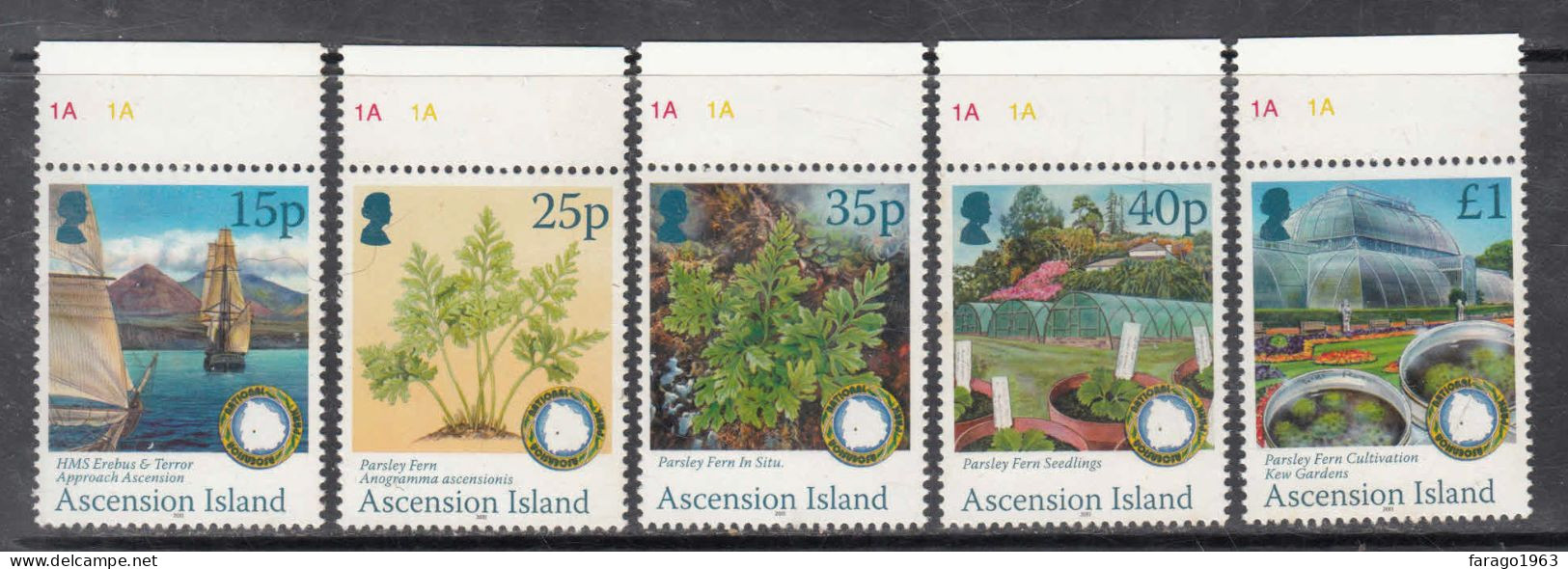 2011 Ascension Parsley Fern Plants  Complete Set Of 5 MNH - Ascension