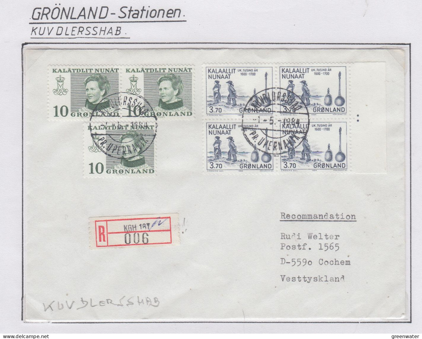 Greenland  Kuvdlersshab Registered Letter Ca 1.5.1984 (KG173) - Estaciones Científicas Y Estaciones Del Ártico A La Deriva