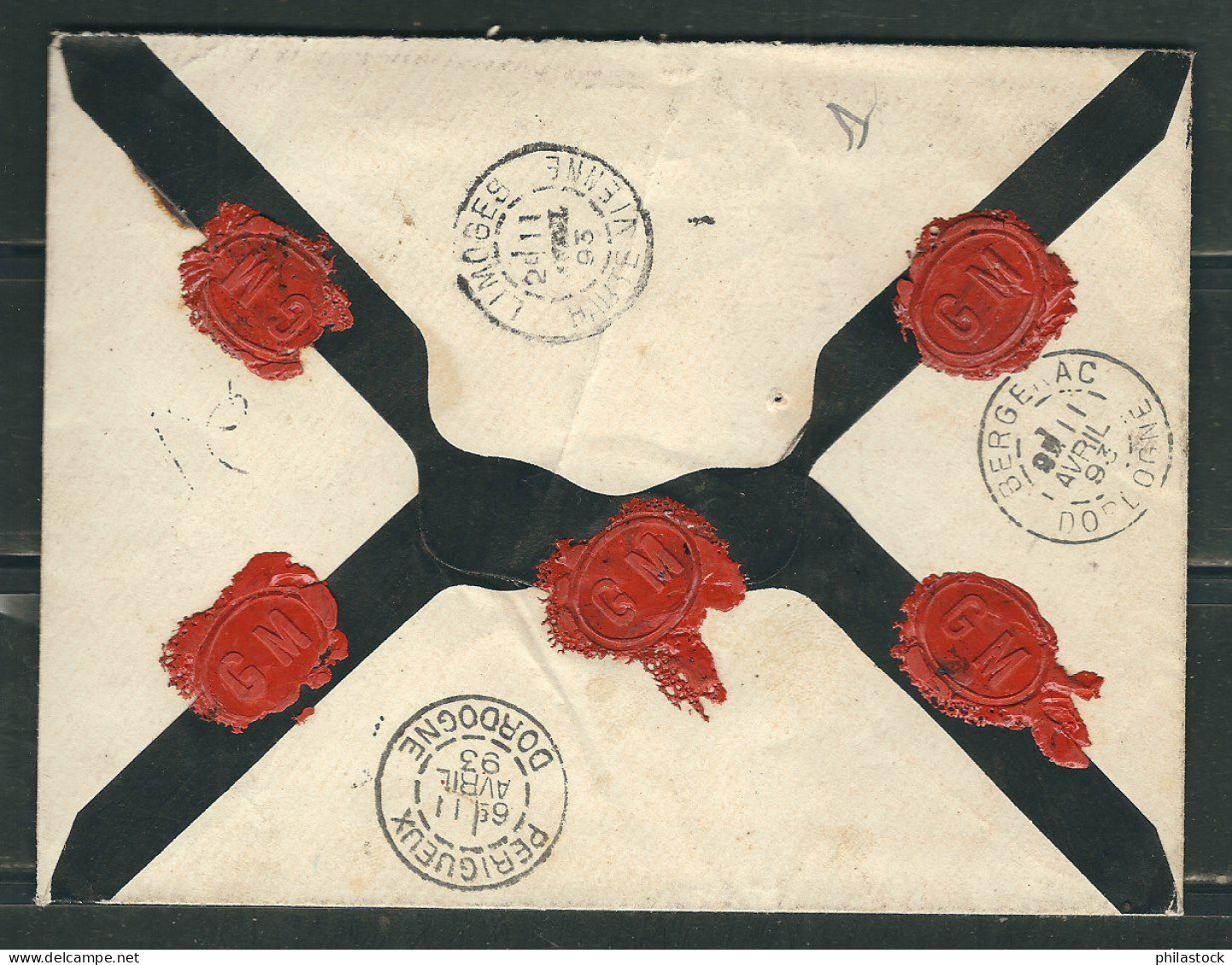 FRANCE 1893 N° 97 X 2 Obl. S/Lettre Chargée D'Aurillac Pour Bergerac - 1898-1900 Sage (Tipo III)