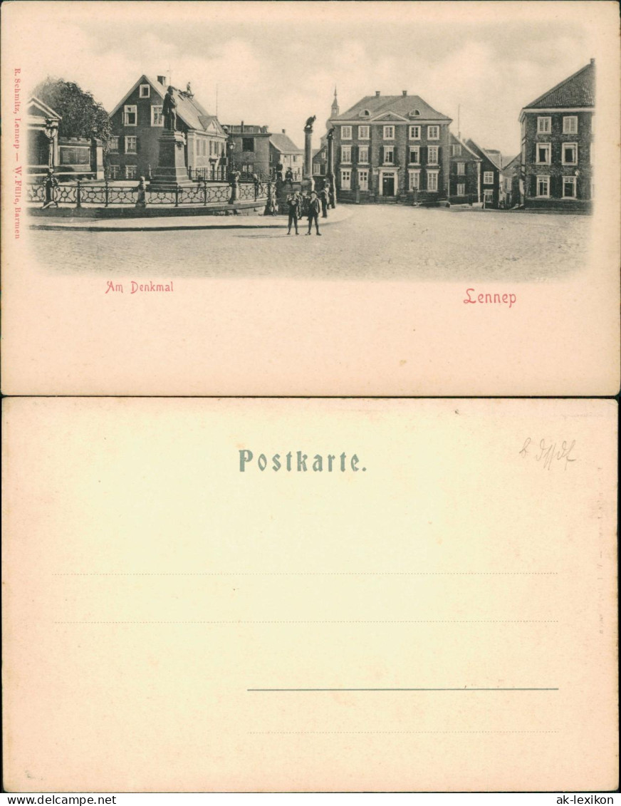 Ansichtskarte Lennep-Remscheid Straßenpartie Am Denkmal 1907 - Remscheid