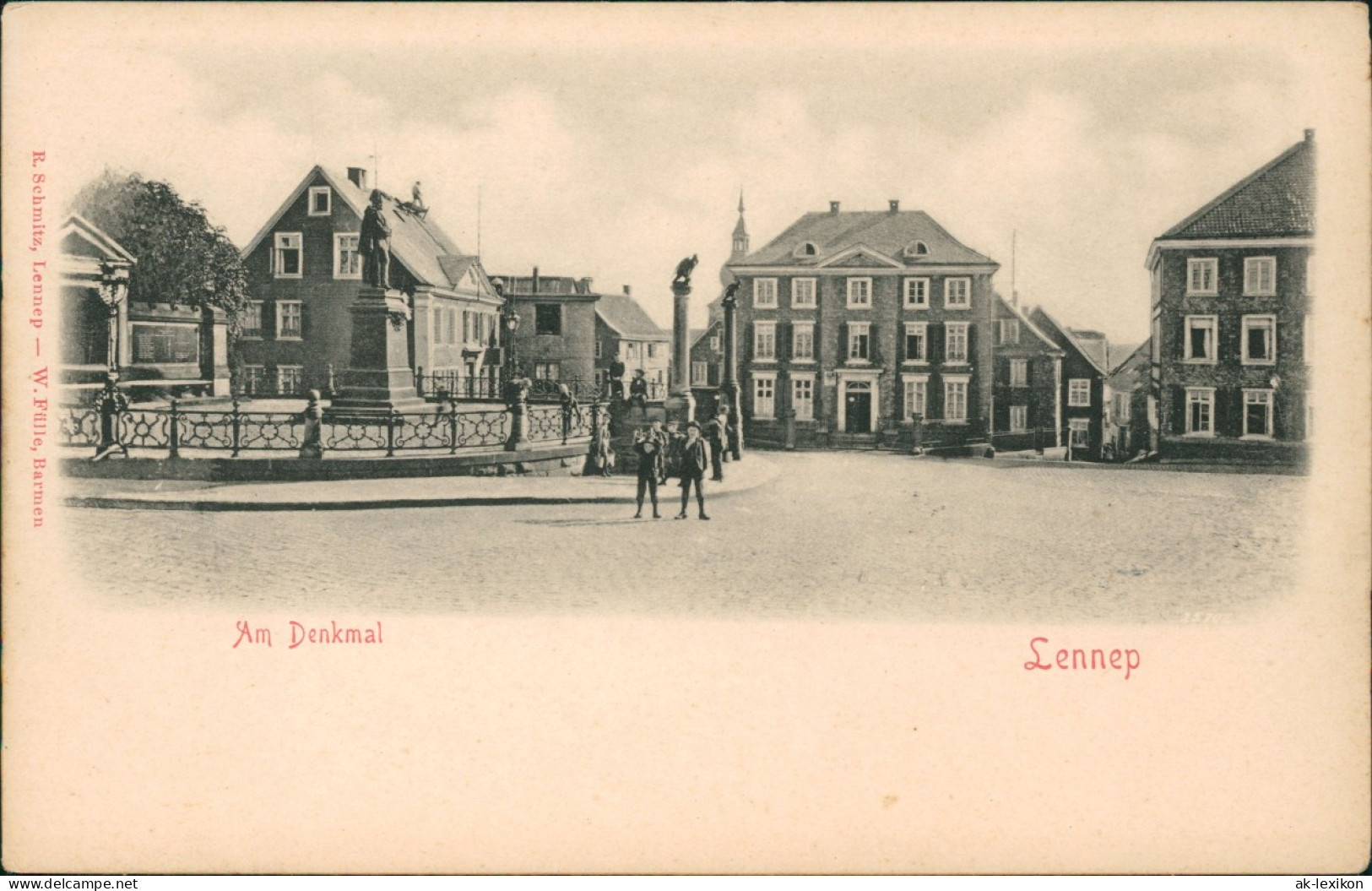 Ansichtskarte Lennep-Remscheid Straßenpartie Am Denkmal 1907 - Remscheid