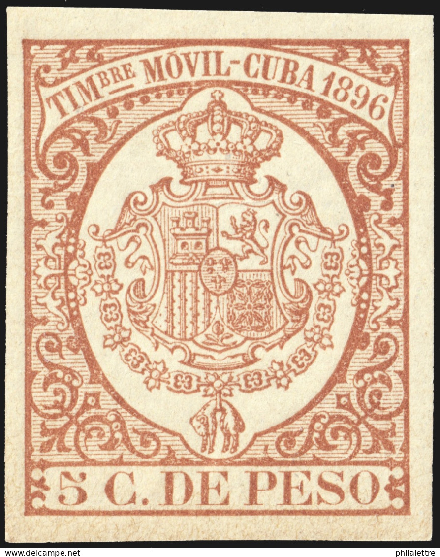 ESPAGNE / ESPANA - COLONIAS (Cuba) 1896 "TIMBRE MOVIL" Fulcher 1347 5c Castaño Naranja - Nuevo* - Cuba (1874-1898)
