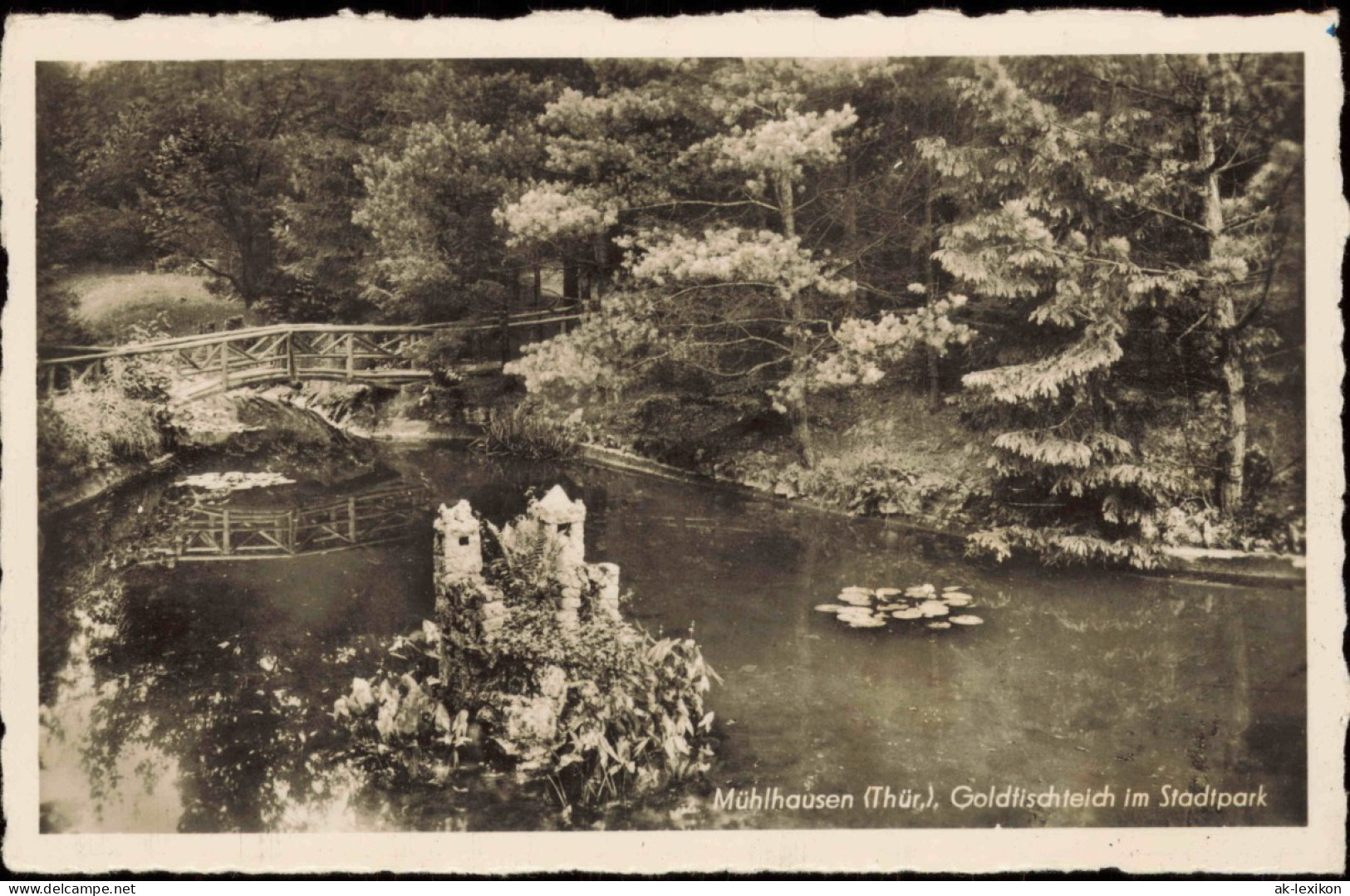 Ansichtskarte Mühlhausen (Thüringen) Stadtpark Goldfischteich 1952 - Muehlhausen