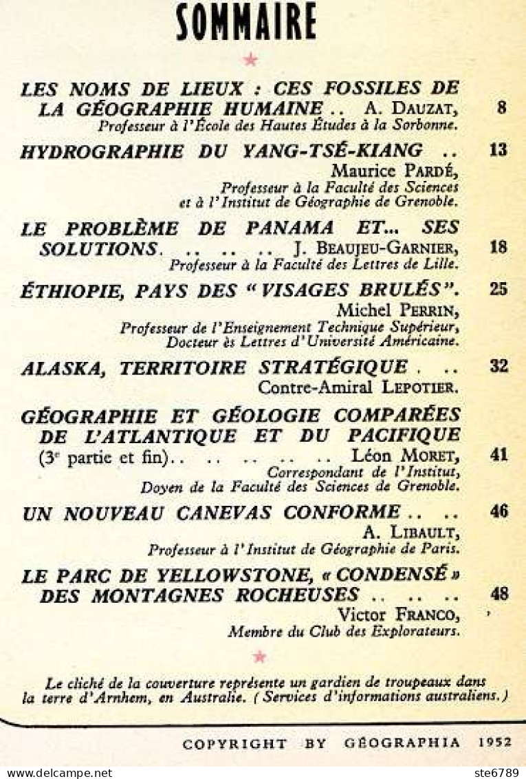 GEOGRAPHIA N° 15 1952 Hydrographie Yang Tsé Kiang , Panama , Ehiopie , Alaska , Parc Yellowstone - Géographie