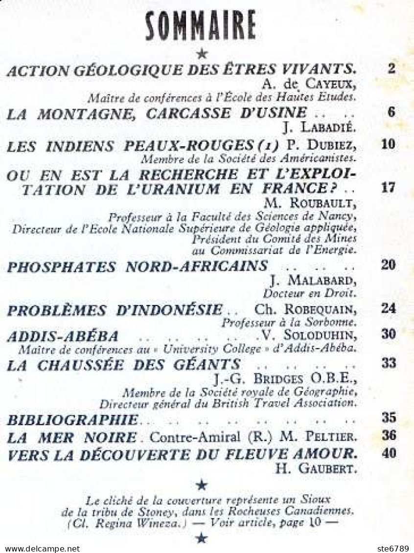 GEOGRAPHIA N° 36 1954 Indiens Peaux Rouges , Uranium France , Addis Abéba , Indonésie , Fleuve Amour - Geographie