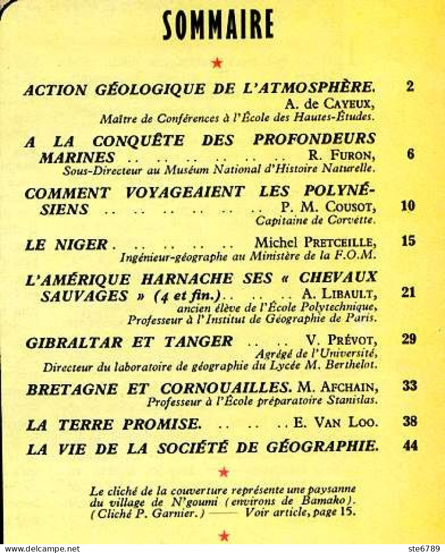 GEOGRAPHIA N° 31 1954 Polynésiens , Niger , Gibraltar Tanger , Bretagne Cornouailles - Geografia