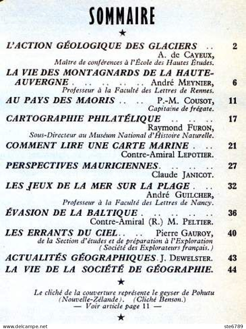 GEOGRAPHIA N° 34 1954 Glaciers , Montagnards Hte Auvergne , Maoris , Ile Maurice - Géographie
