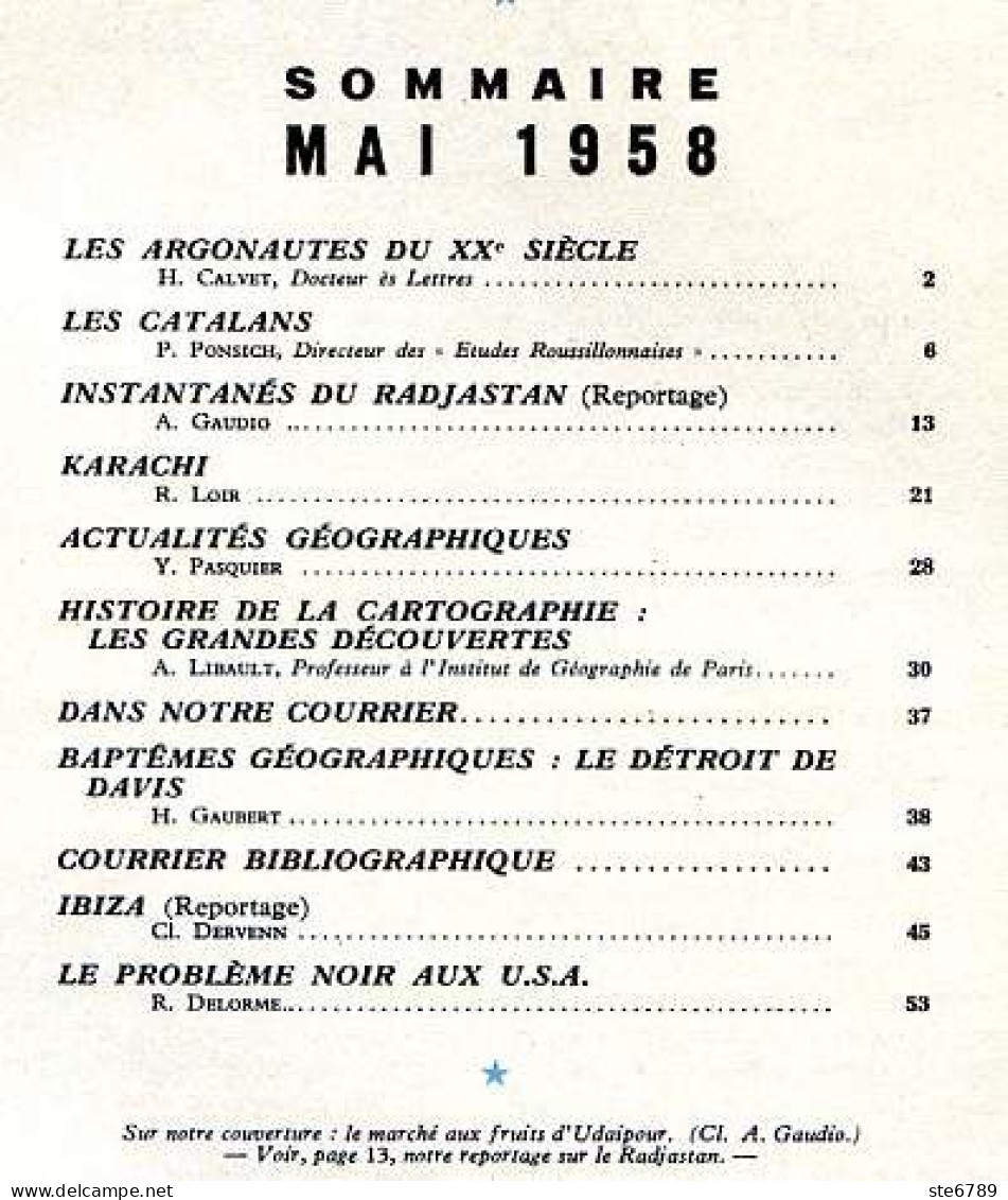 GEOGRAPHIA N° 80 1958 Radjastan , Les Catalans , Karachi , Détroit Davis , Ibiza , Probleme Noir USA - Geographie