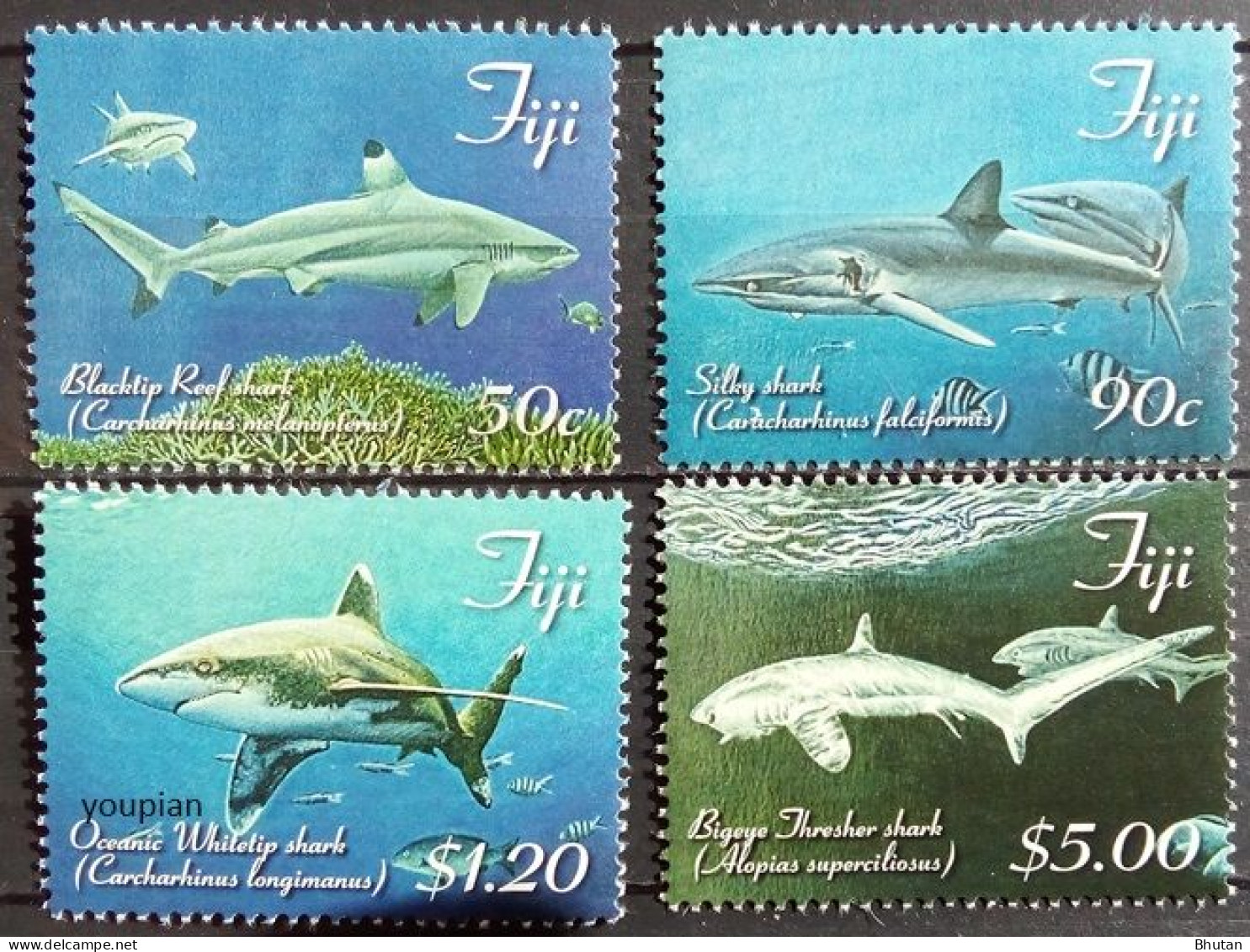 Fiji 2014, Sharks, MNH Stamps Set - Fidji (1970-...)