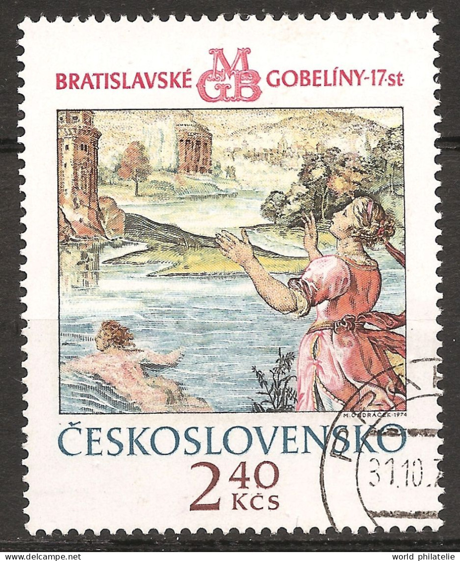 Tchécoslovaquie 1974 N° 2060 Iso O Tapisserie, Bratislava, Amour Tragique, Héro, Léandre, Nudité, Nage, Château - Used Stamps
