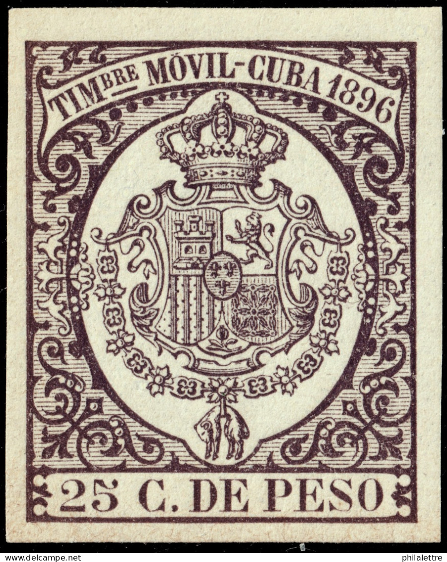 ESPAGNE / ESPANA - COLONIAS (Cuba) 1896 "TIMBRE MOVIL" Fulcher 1348 25c Morado Oscuro - Nuevo* - Kuba (1874-1898)