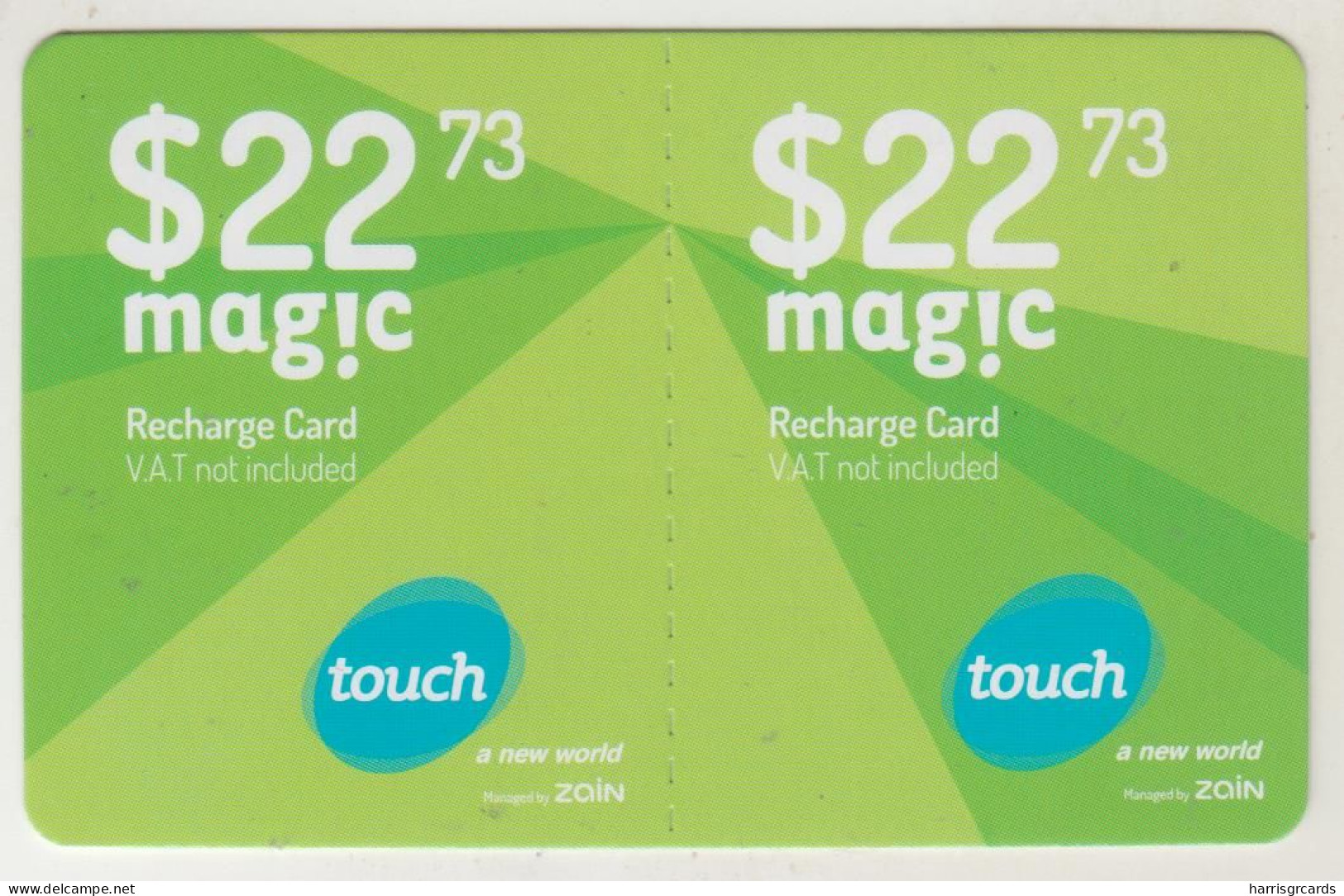 LEBANON - Magic (Half Size X2) , MTC Touch Recharge Card 22.73$, Exp.date 13/10/16, Used - Líbano