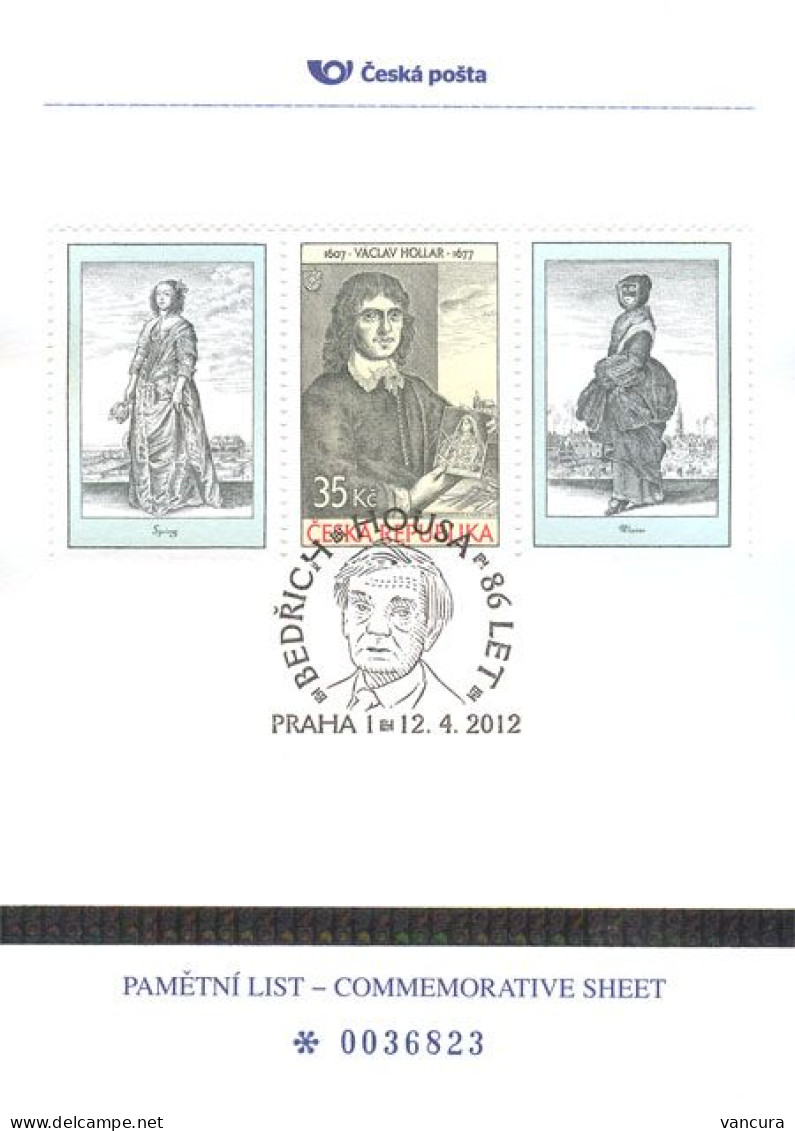 PLZ 17 Commemorative Sheet Czech Republic Bedrich Housa Anniversary 2012 Hollar - Grabados