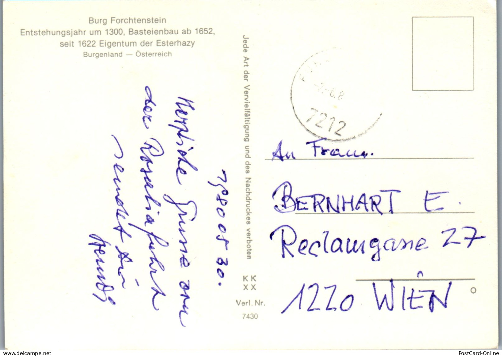 48785 - Burgenland - Mattersburg , Schloß Forchenstein - Gelaufen 1980 - Forchenstein