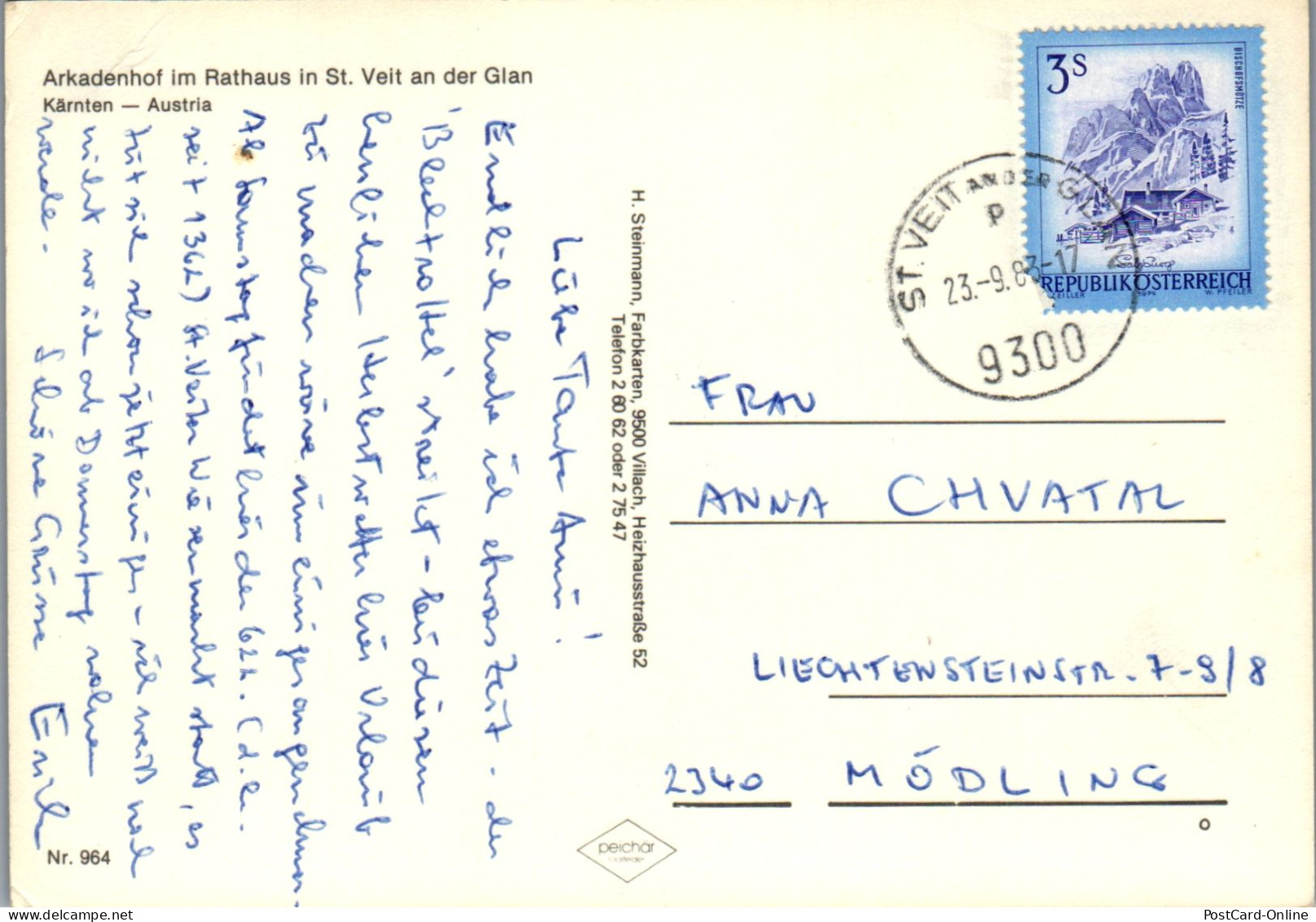 48778 - Kärnten - St. Veit A. D. Glan , Arkadenhof Im Rathaus - Gelaufen 1983 - St. Veit An Der Glan