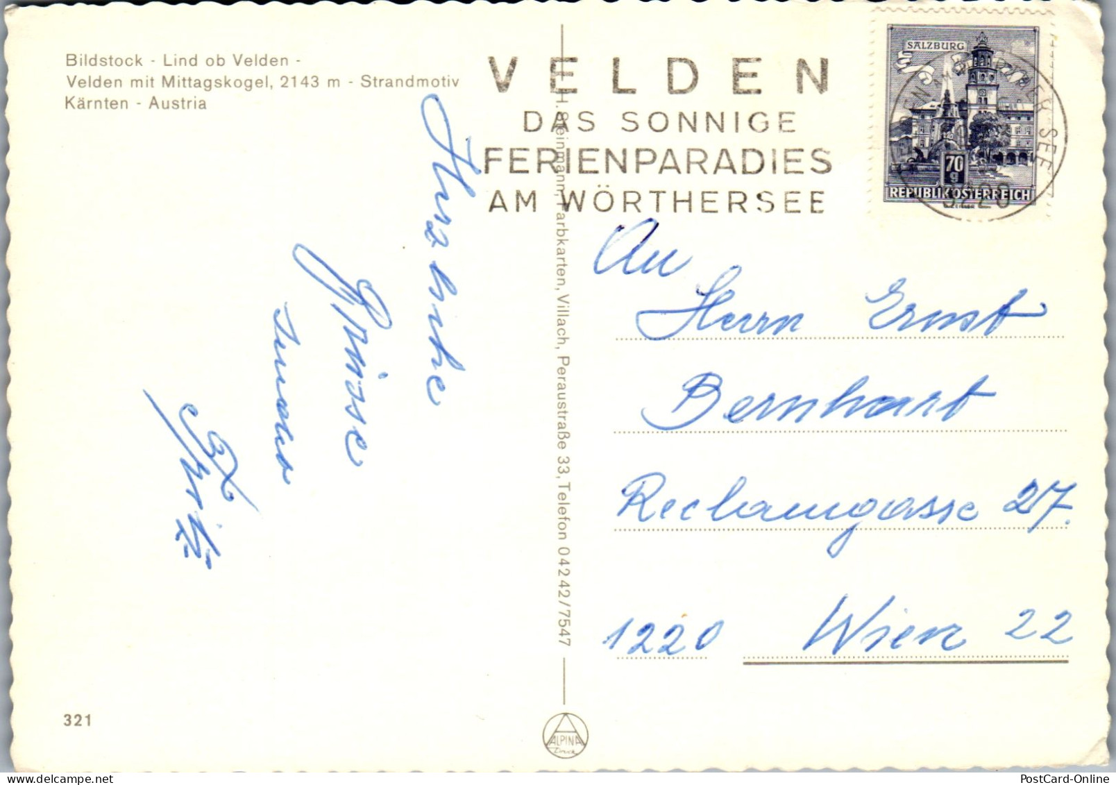 48750 - Kärnten - Velden , Lind , Wörthersee , Mehrbildkarte , Mittagskogel - Gelaufen  - Velden