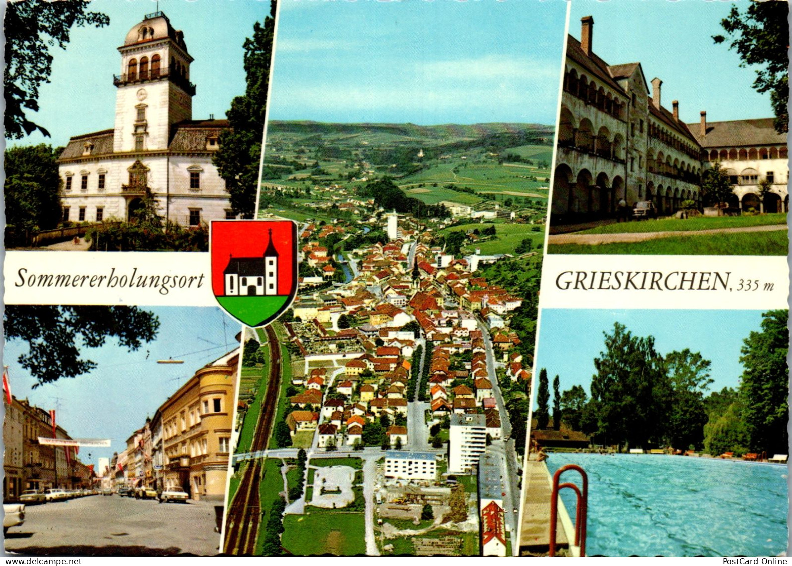 48727 - Oberösterreich - Grießkirchen , Schloß Tollet , Schwimmbad , Ortskern , Mehrbildkarte - Gelaufen 1978 - Grieskirchen