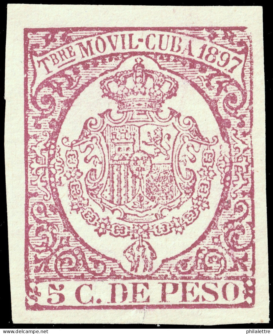 ESPAGNE / ESPANA - COLONIAS (Cuba) 1897 "TIMBRE MOVIL" Fulcher 1349 5c Granate Claro - Nuevo* - Cuba (1874-1898)