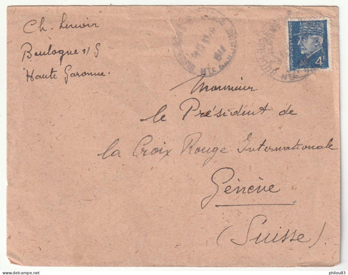 4F Bleu  YT 521A  Seul Sur Lettre Pour La Suisse - Genève - 1941-42 Pétain