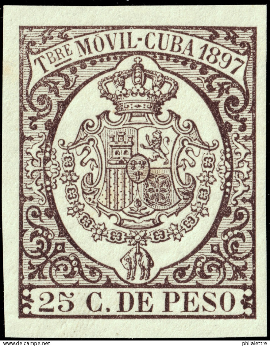 ESPAGNE / ESPANA - COLONIAS (Cuba) 1897 "TIMBRE MOVIL" Fulcher 1350 25c Castaño Oscuro - Nuevo* - Cuba (1874-1898)