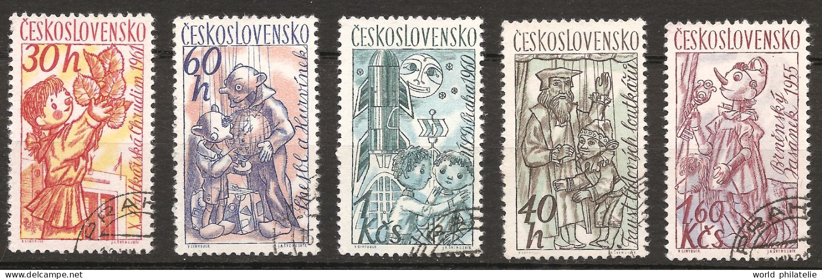 Tchécoslovaquie 1961 N° 1156 / 60 O Marionettes, Théâtre, Guignol, Pinocchio, Faust Et Gaspard, Lune, Fusée Jasanek Brno - Used Stamps