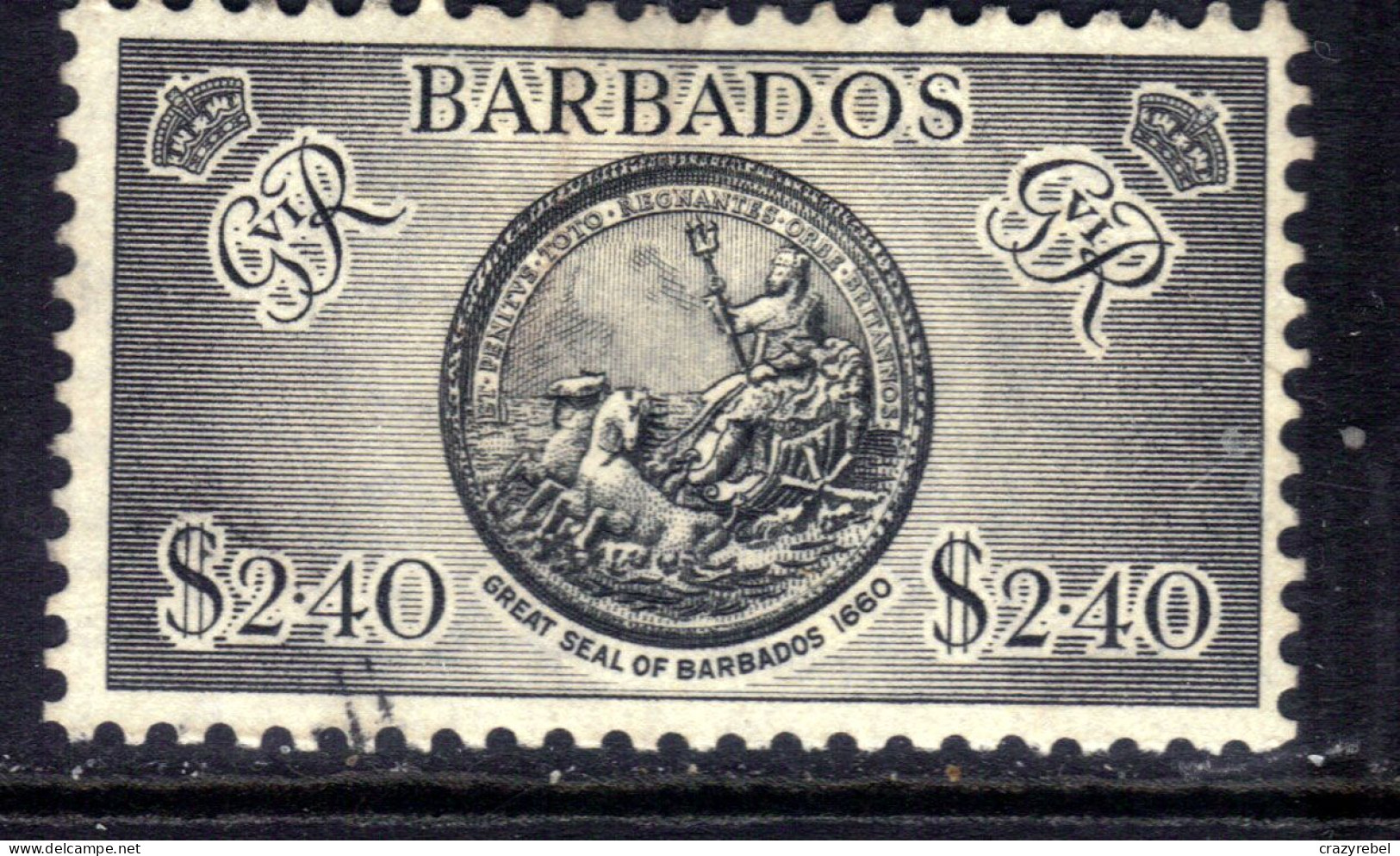 Barbados 1950 KGV1 $2.40 Seal Of Barbados Used SG 282 ( J892 ) - Barbades (...-1966)