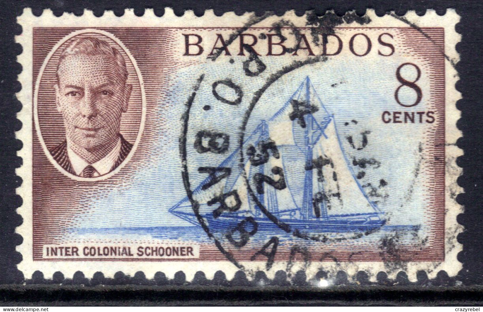 Barbados 1950 KGV1 8ct Frances W Smith Schooner SG 276 ( J255  ) - Barbados (...-1966)