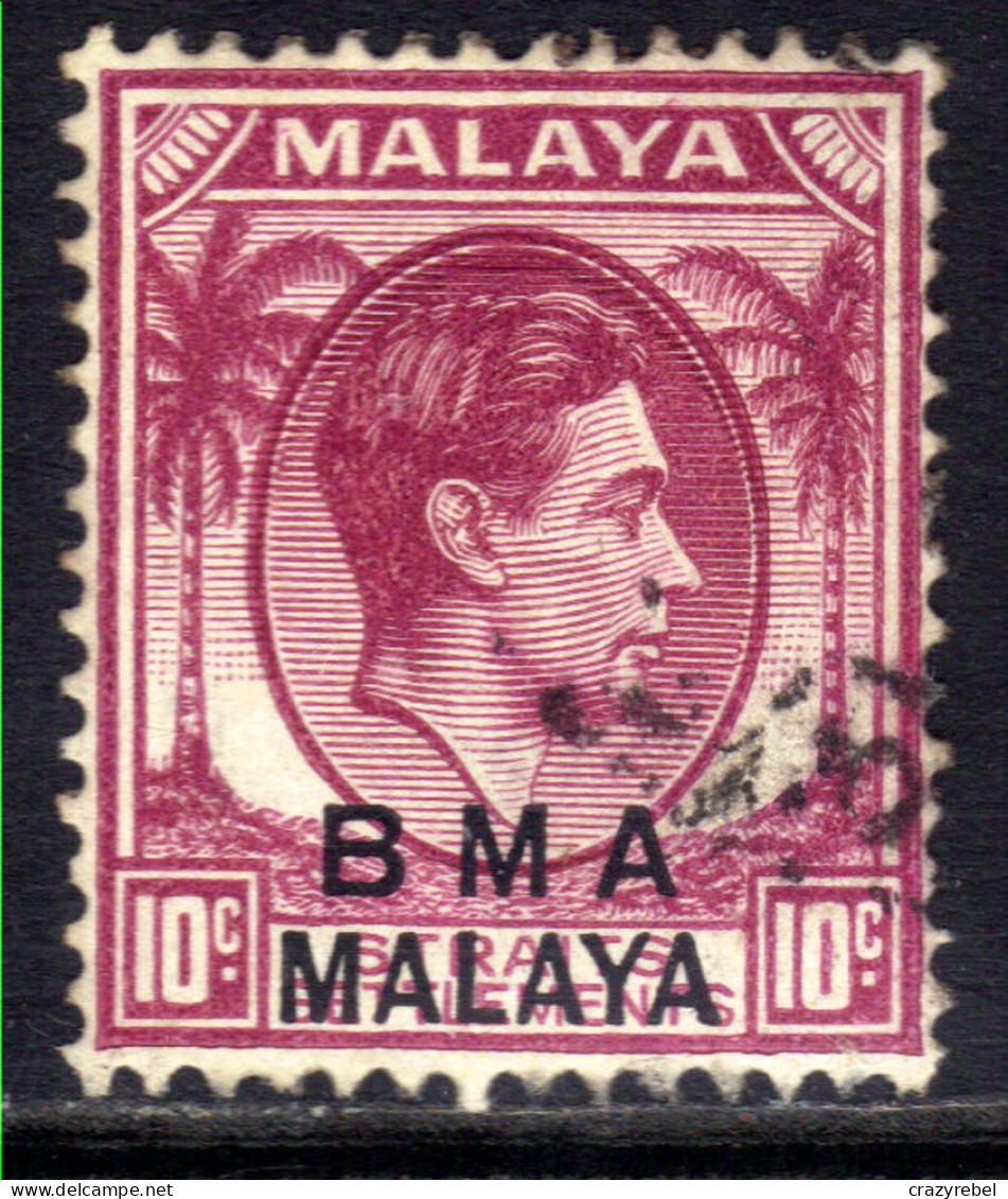 Malaya 1945 - 48 KGV1 10 Ct  Purple BMA OVPT Used Die 1 SG  8 ( K1448 ) - Malaya (British Military Administration)