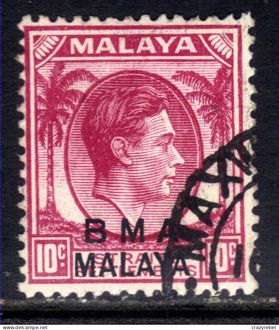 Malaya 1945 - 48 KGV1 10 Ct  Purple BMA OVPT Used Die 1 SG  8 ( K1462 ) - Malaya (British Military Administration)