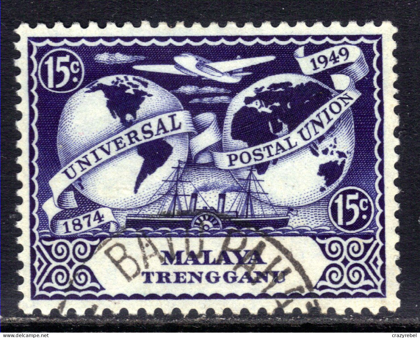 Trengganu Malaya 1949 KGV1 15ct UPU Postal Union Used SG 64 ( K673 ) - Trengganu