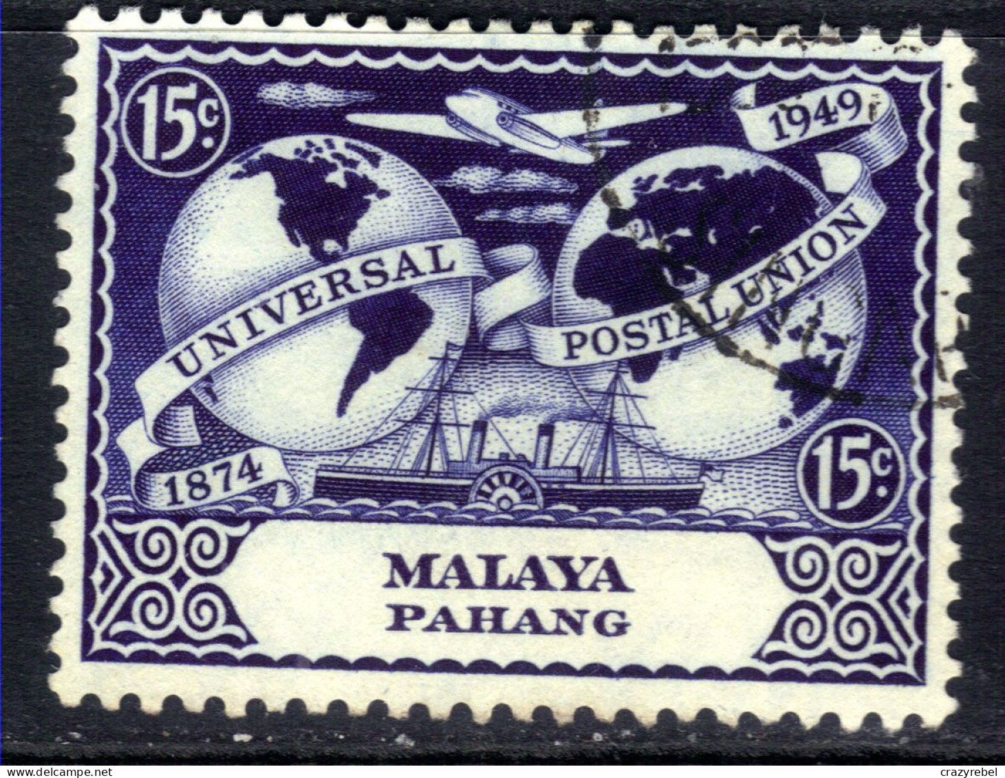 Pehang Malaya 1949 KGV1 15ct UPU Postal Union Used SG 50 ( F177 ) - Pahang