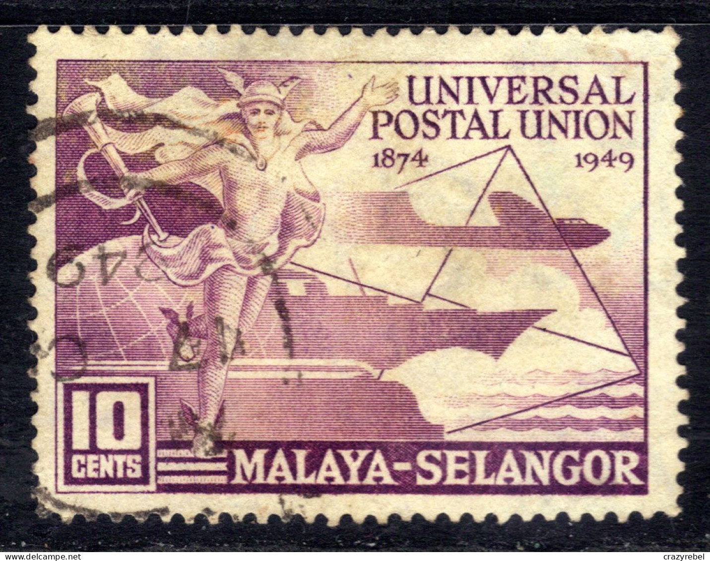 Selangor Malaya 1949 KGV1 10ct UPU Postal Union Used SG 111  ( E357  ) - Selangor