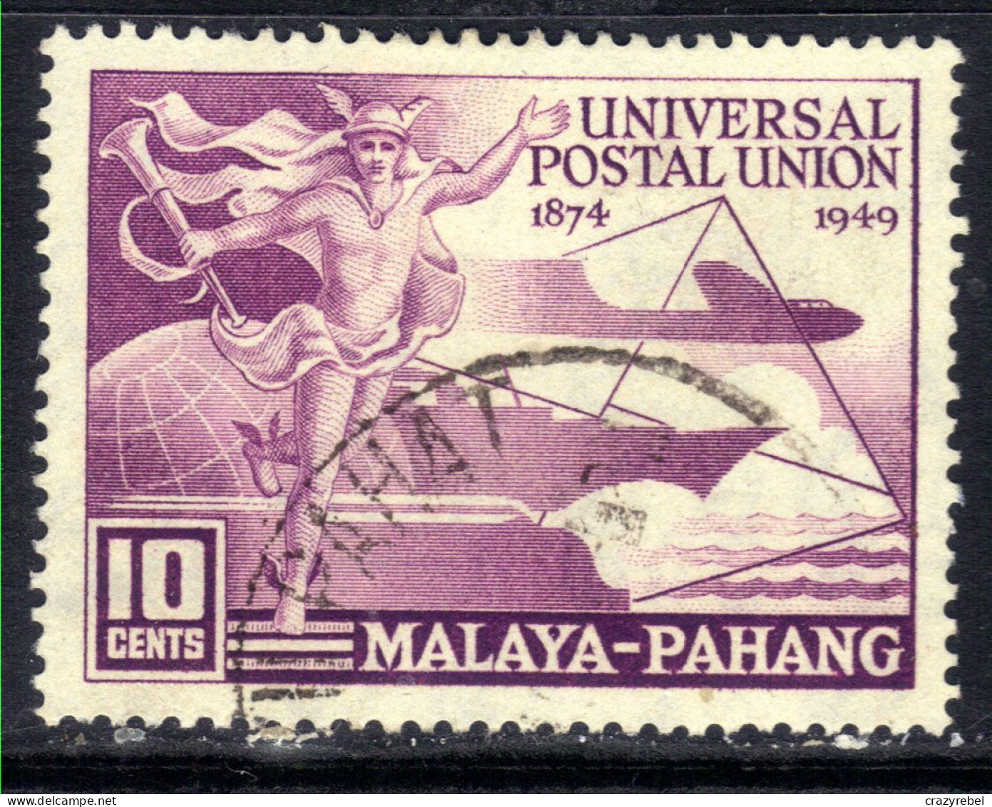 Pehang Malaya 1949 KGV1 10ct UPU Postal Union Used SG 49 ( F243 ) - Pahang