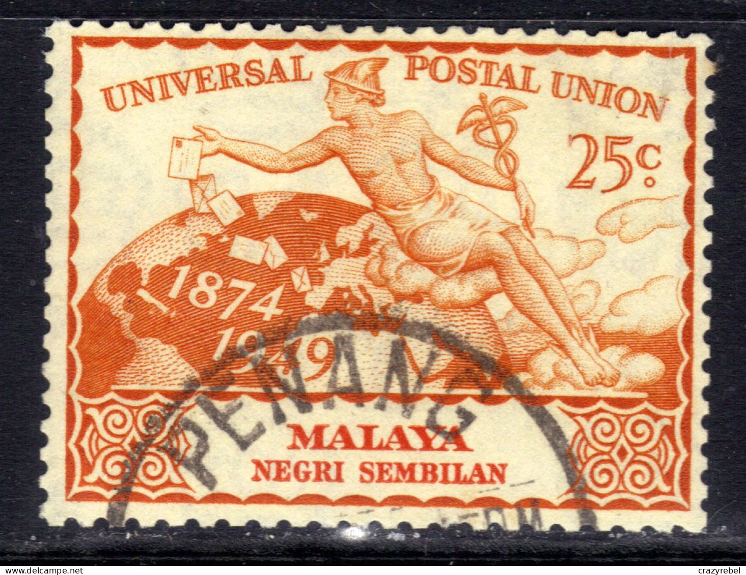 Negri Sembilan Malaya 1949 KGV1  25ct UPU Postal Union Used SG 65 ( F1243 ) - Negri Sembilan