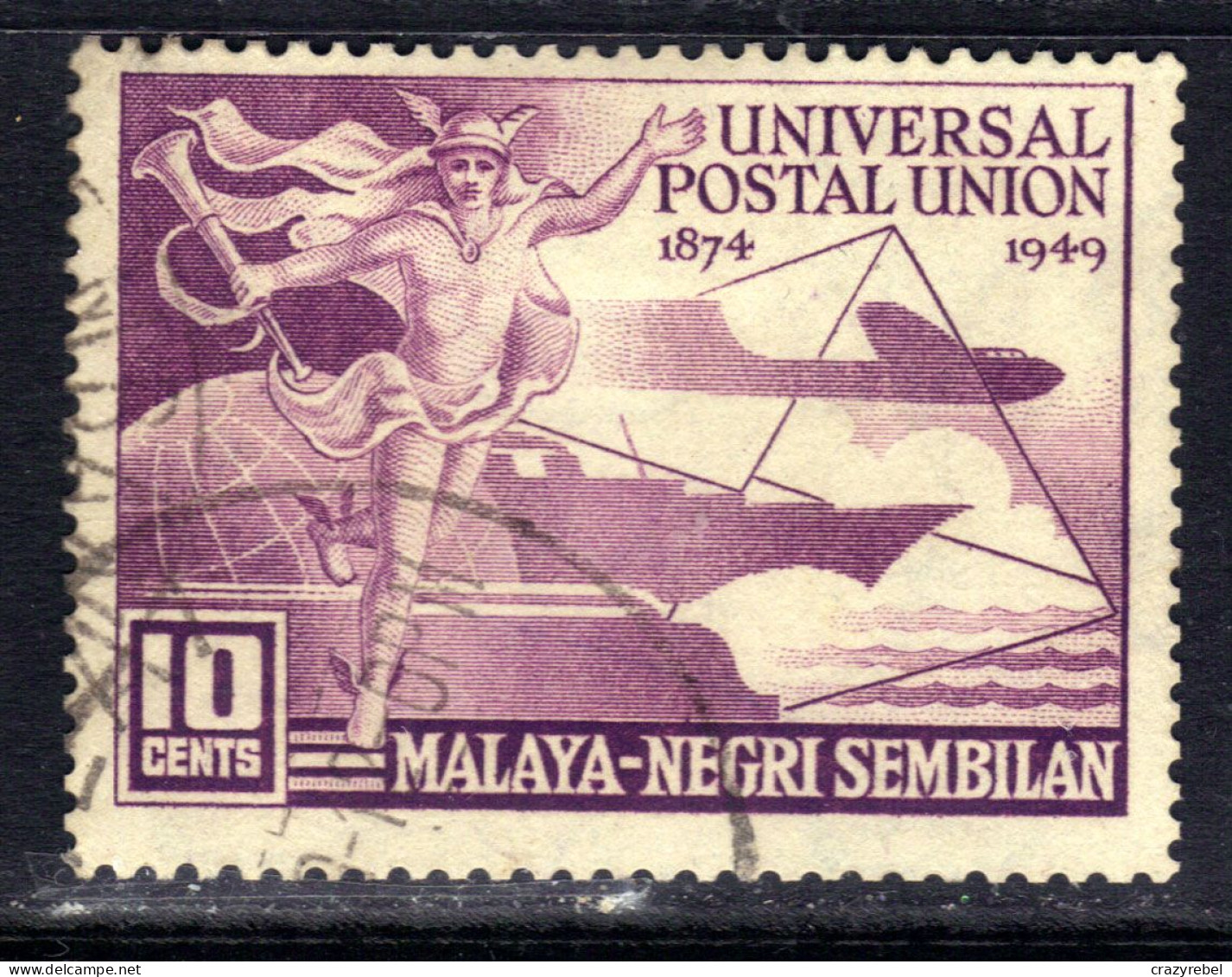 Negri Sembilan Malaya 1949 KGV1  10ct UPU Postal Union Used SG 63 ( F1354 ) - Negri Sembilan