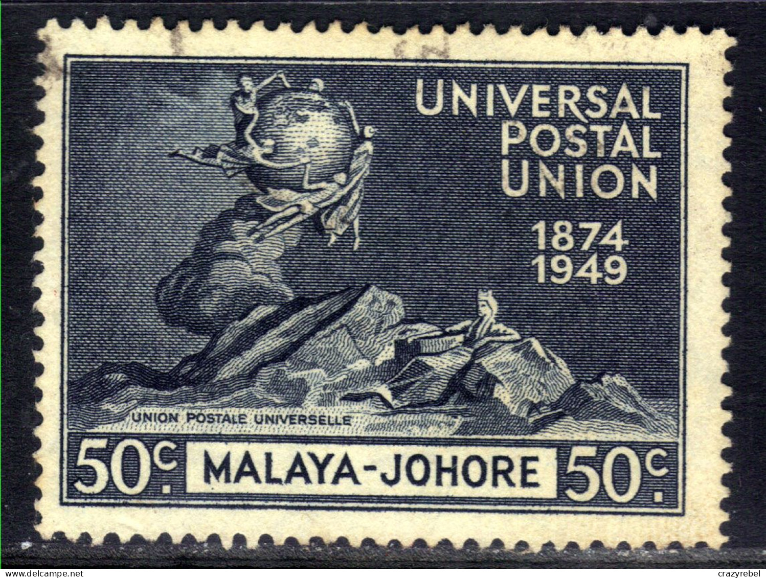 Johore Malaya 1949 KGV1 50ct UPU Postal Union Used SG 151 ( D1316 ) - Johore