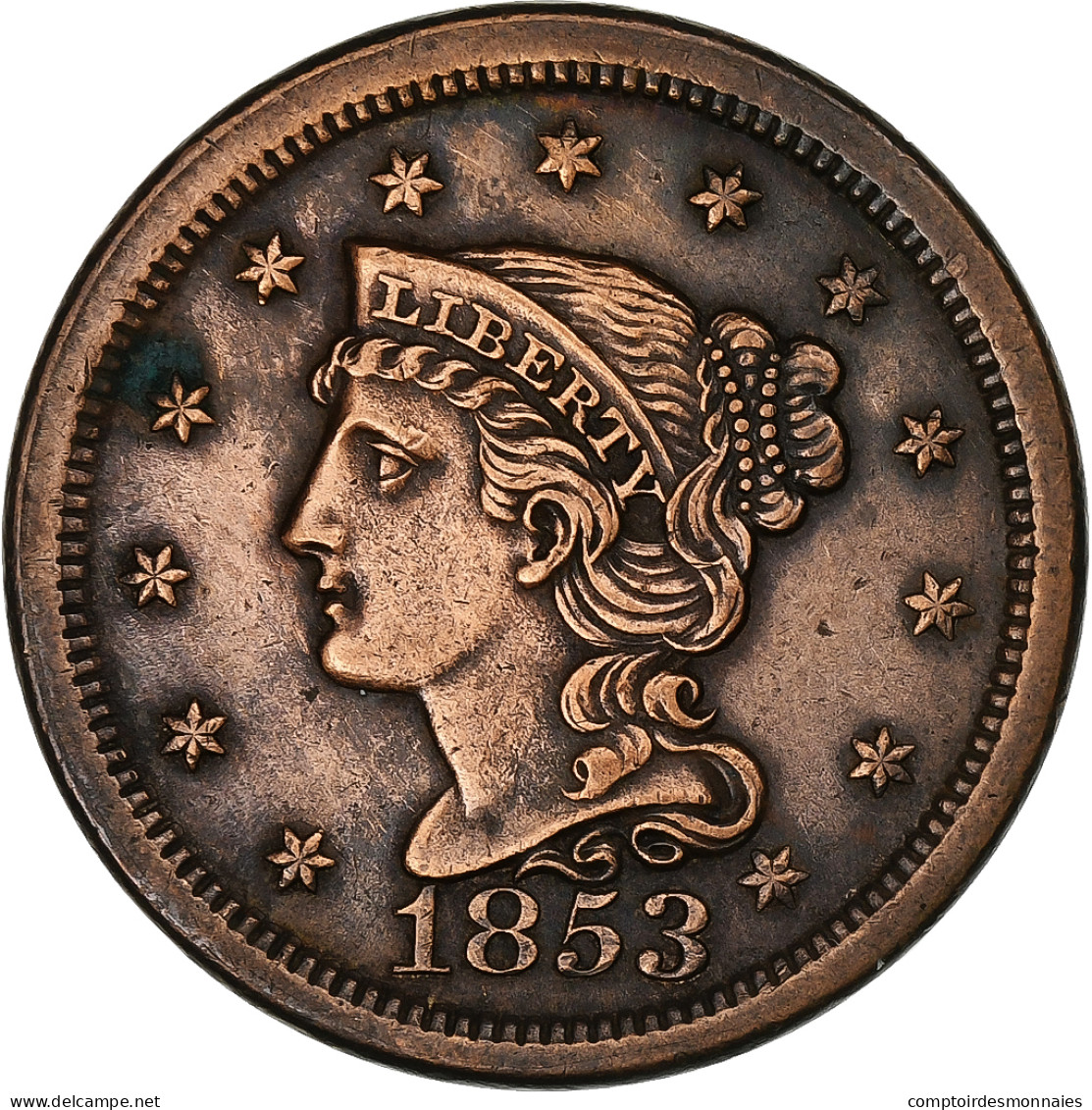 États-Unis, Braided Hair Cent, 1853, Philadelphie, Cuivre, SUP, KM:67 - 1840-1857: Braided Hair (Capelli Intrecciati)