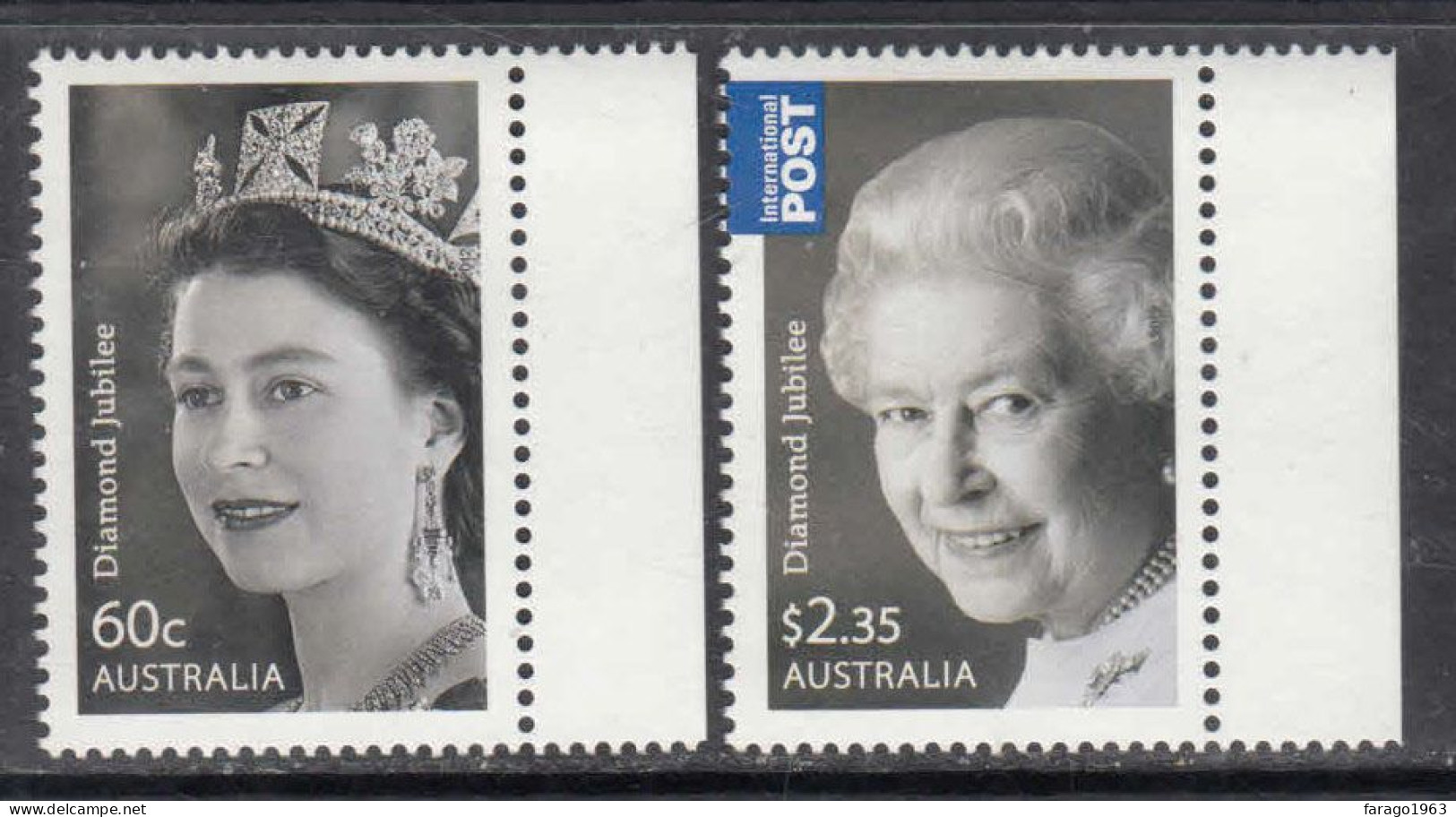 2012 Australia QEII Diamond Jubilee Complete Set Of 2 MNH @ BELOW FACE VALUE - Mint Stamps